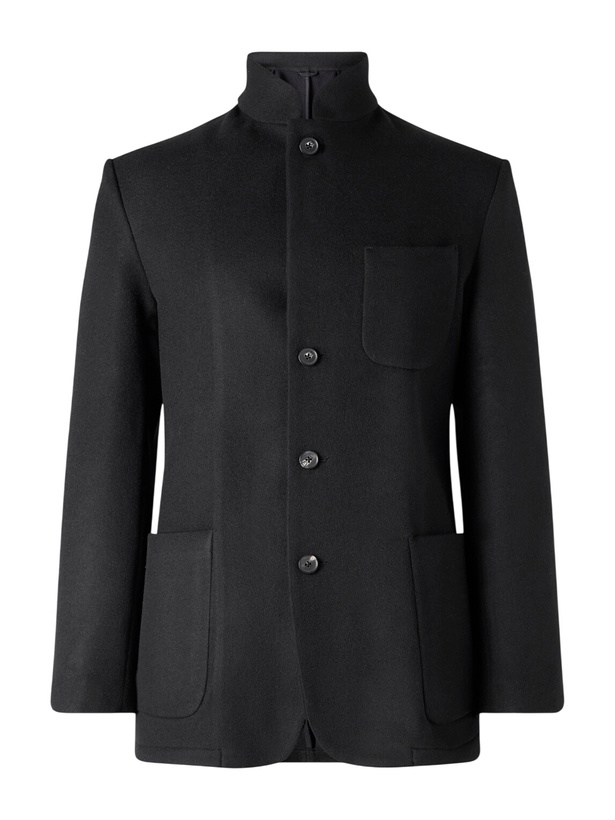 Photo: Saman Amel - Nehru Wool Jacket - Black