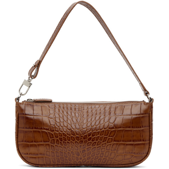 RACHEL CROCO EMBOSSED LEATHER SHOULDER BAG