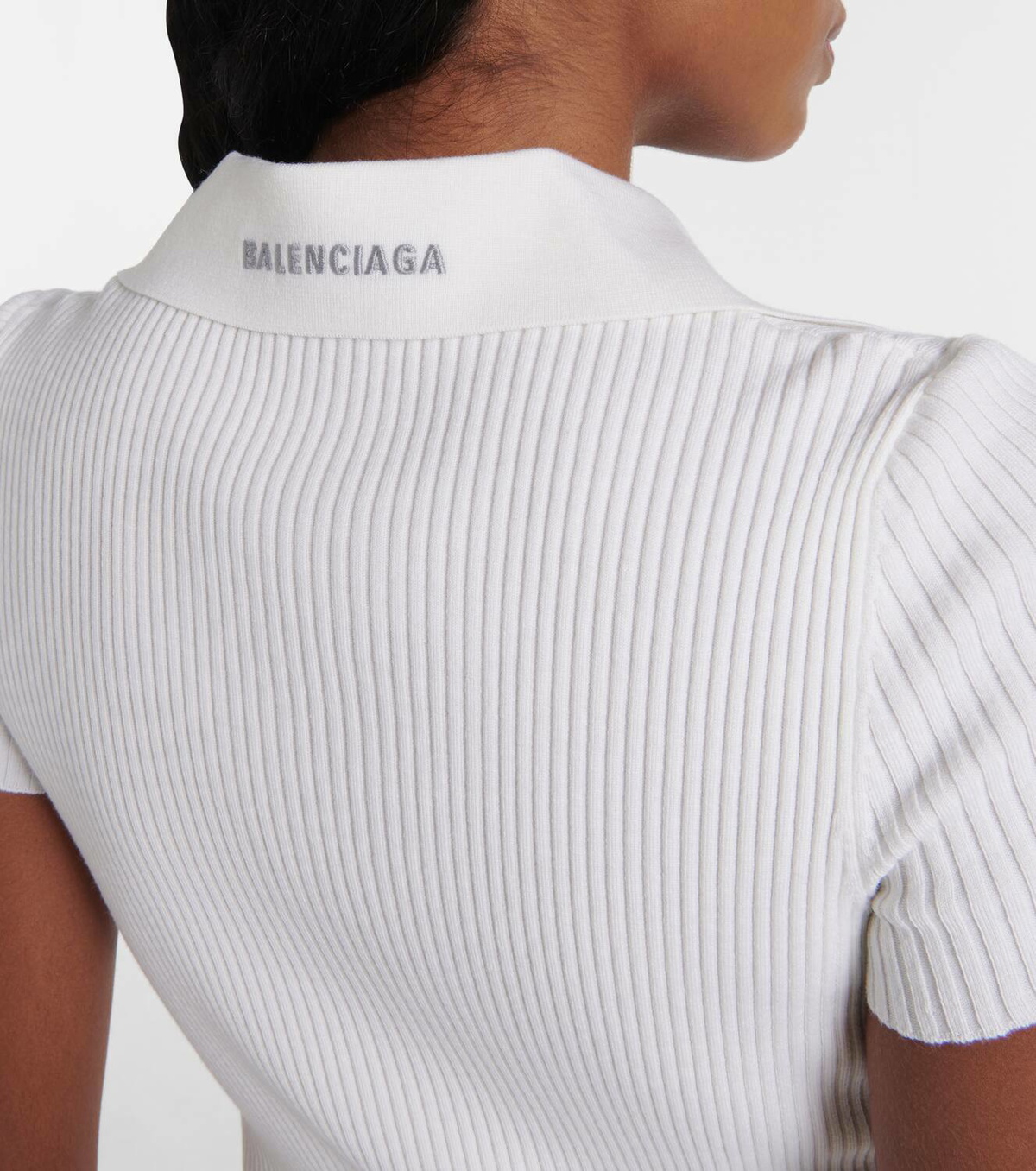 Balenciaga Ribbed-knit wool-blend polo sweater