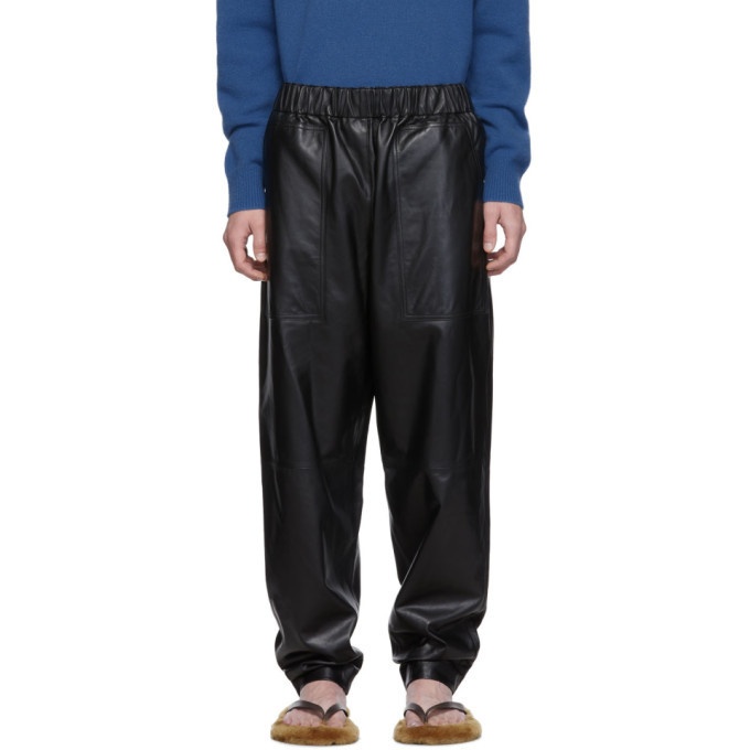Photo: Tibi SSENSE Exclusive Black Tissue Leather Pull On Trousers