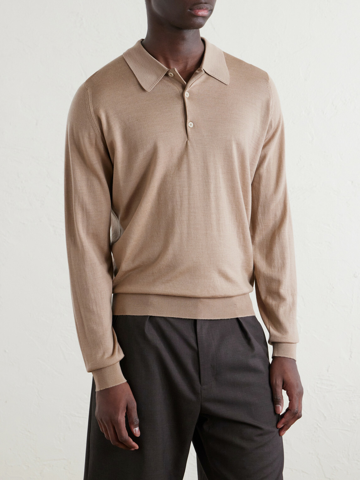 John Smedley - Caverhill Knitted Merino Wool Polo Shirt - Neutrals