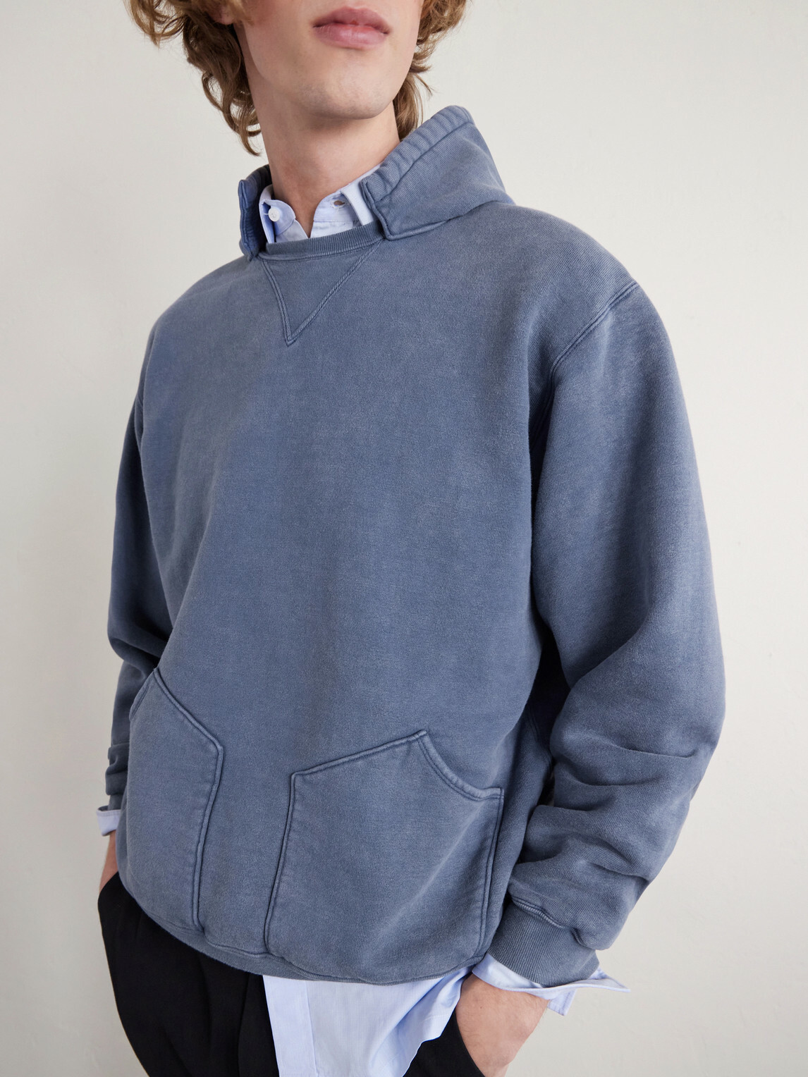 A.PRESSE - Vintage Cotton-Jersey Hoodie - Blue