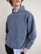 A.PRESSE - Vintage Cotton-Jersey Hoodie - Blue