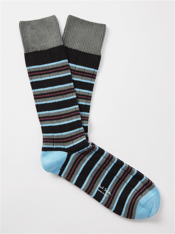 Photo: Paul Smith - Winfred Striped Ribbed Cotton-Blend Socks