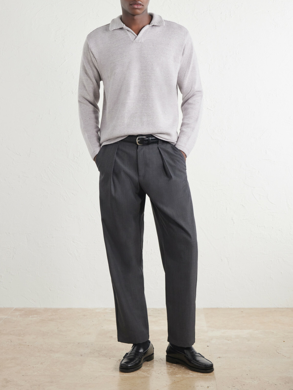 Inis Meáin - Wool and Linen-Blend Polo Shirt - Gray