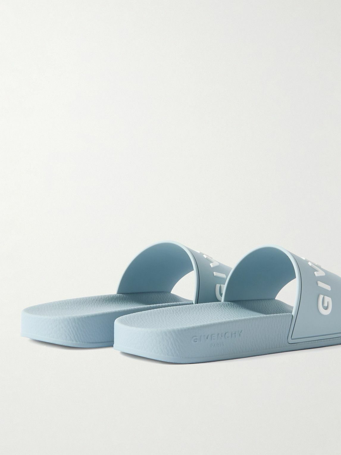 Givenchy Logo Embossed Rubber Slides Blue Givenchy