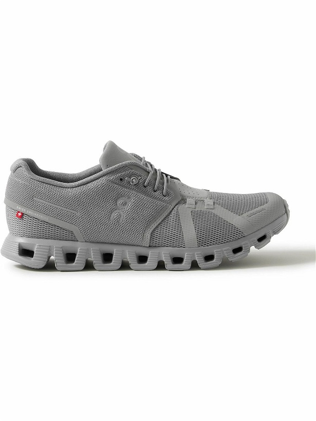 Photo: ON - Cloud 5 Rubber-Trimmed Mesh Sneakers - Gray