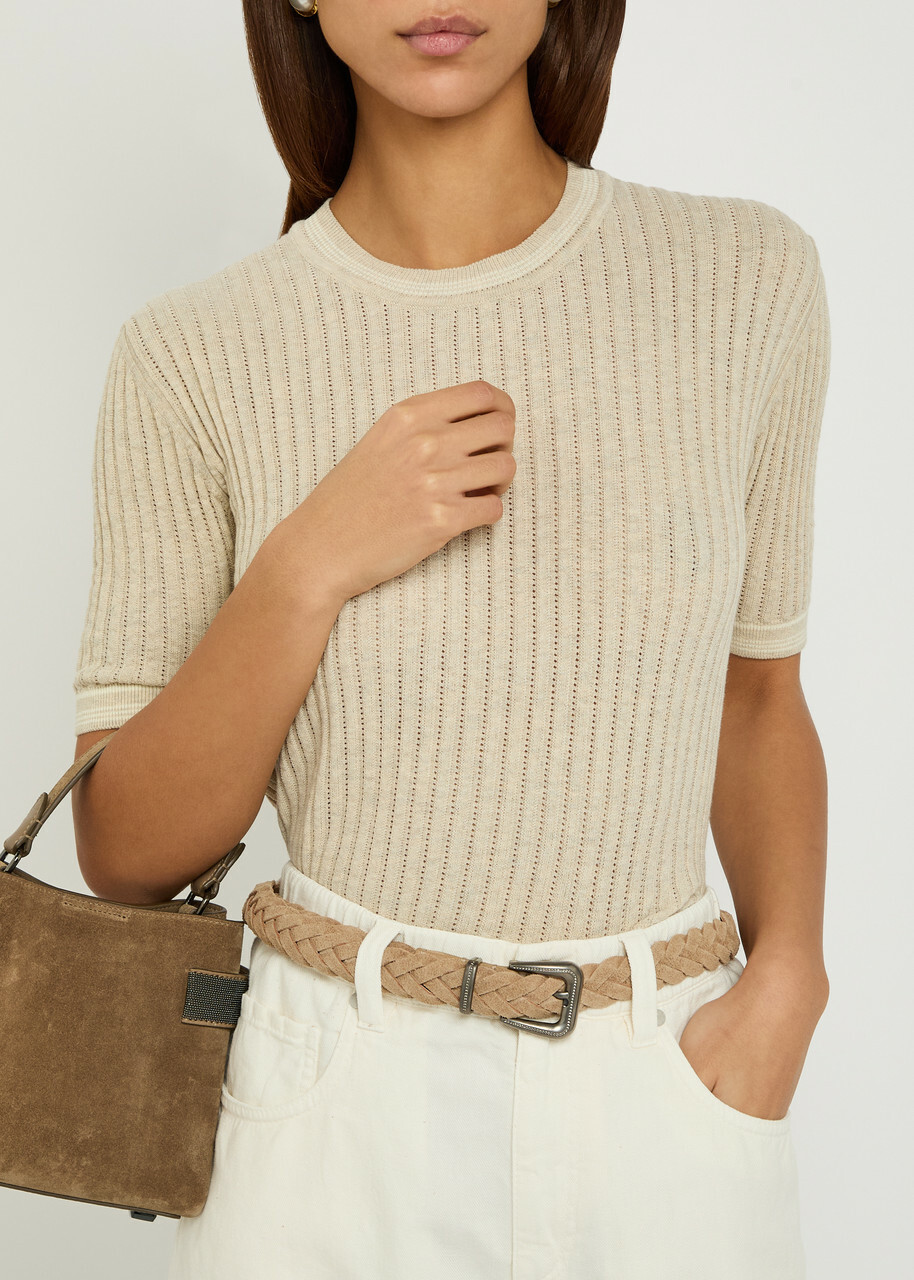 Brunello Cucinelli Mini Bead-embellished Suede top Handle bag - Dark Brown - One Size