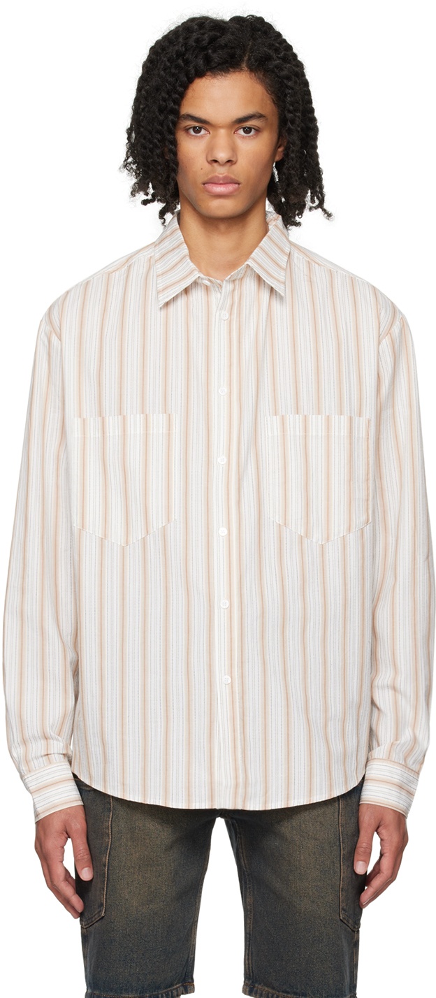 Photo: WYNN HAMLYN Brown & Off-White Striped Shirt