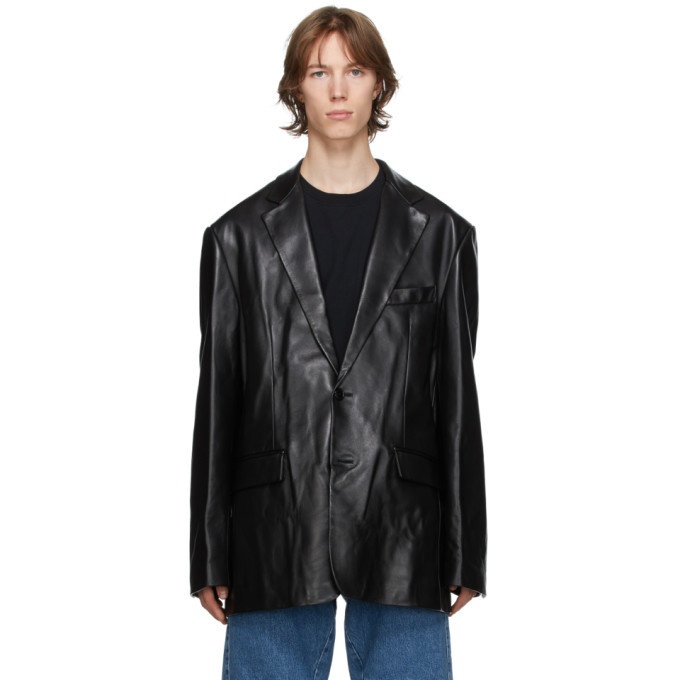 VETEMENTS Black Leather Suit Jacket Vetements