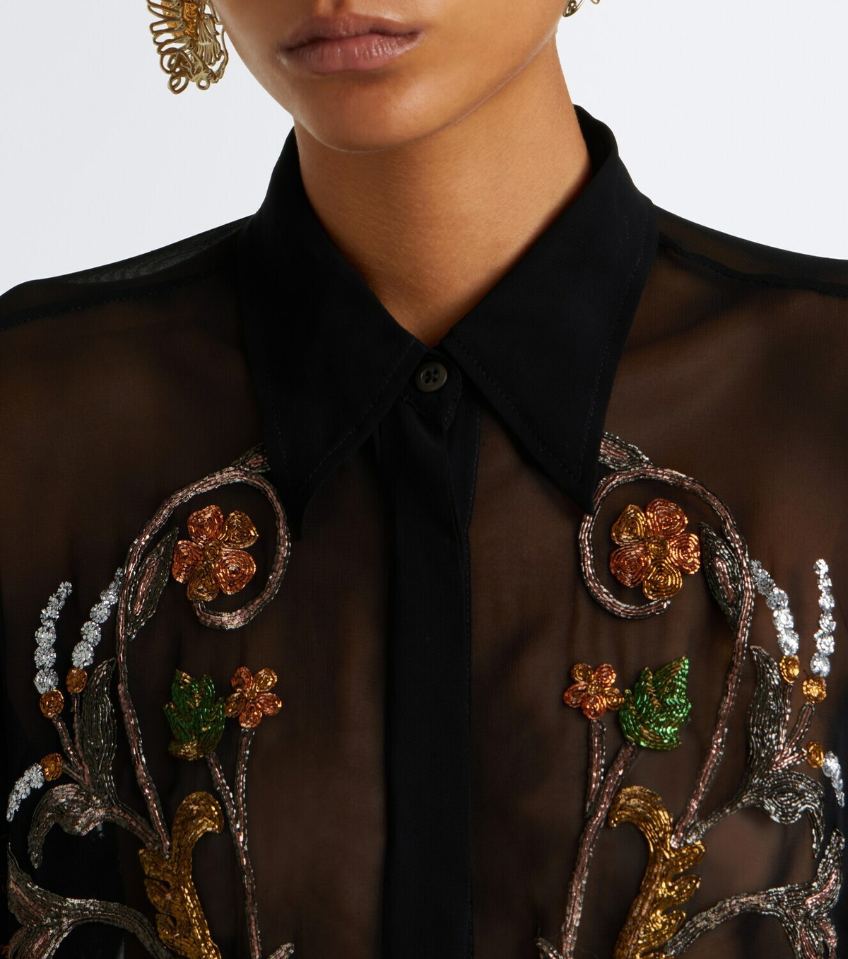 Dries Van Noten Embellished sheer blouse