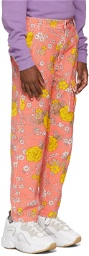 ERL Kids Pink Corduroy Floral Trousers