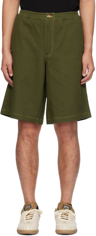 Photo: Metalwood Studio Green Zip-Fly Denim Shorts
