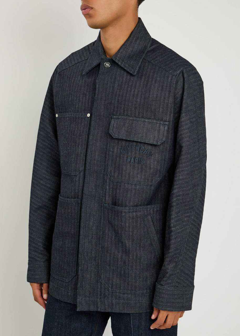 Givenchy Logo-embroidered Denim Jacket Dark Blue