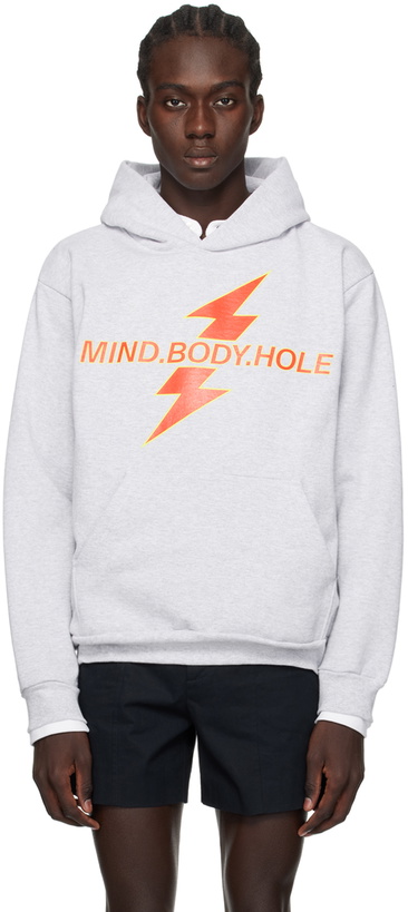 Photo: K.NGSLEY Gray 'MIND. BODY. HOLE' Hoodie