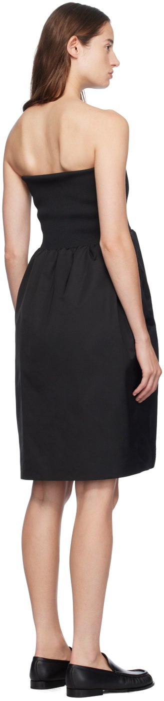 AMOMENTO Black Shirring Flare Midi Skirt