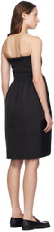 AMOMENTO Black Shirring Flare Midi Skirt