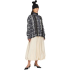 OPEN YY Black Checkered Crinkle Ruffle Shirt