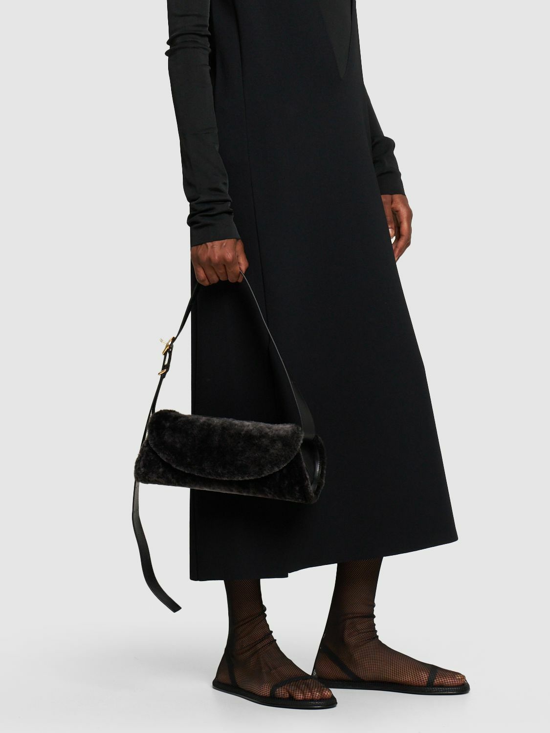 JIL SANDER - Small Cannolo Shearling Shoulder Bag Jil Sander