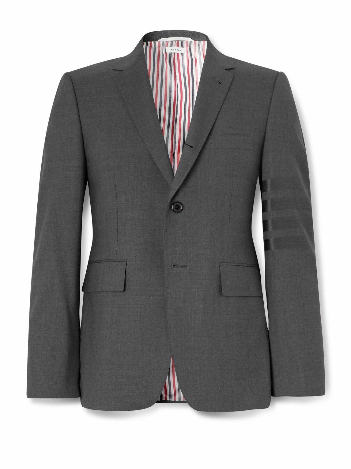 THOM BROWNE グレー ジャケット Thom Browne - Grey Slim-Fit Striped Wool Suit Jacket - Gray Thom