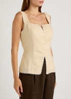 Reformation Viola Crochet-trimmed Linen top Cream