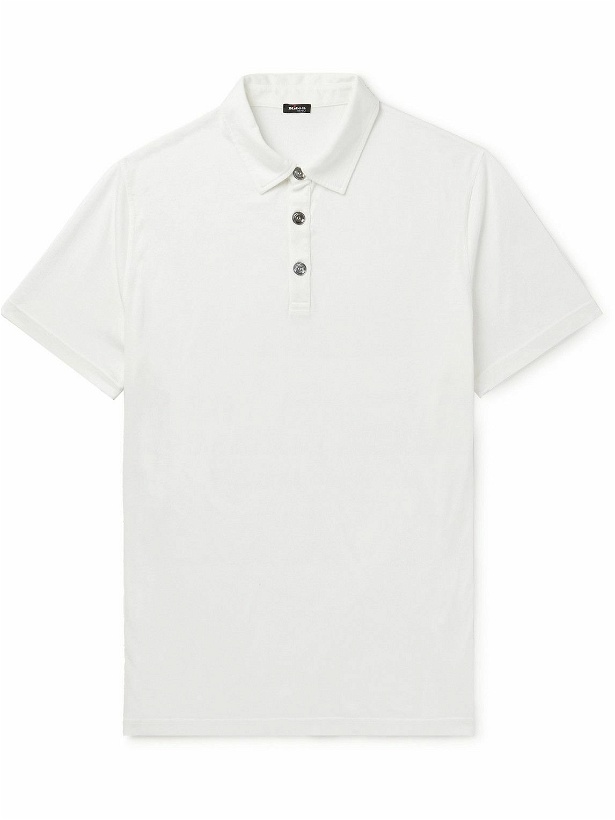 Photo: Kiton - Cotton and Cashmere-Blend Polo Shirt - White