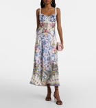 Camilla Embellished printed silk satin midi dress