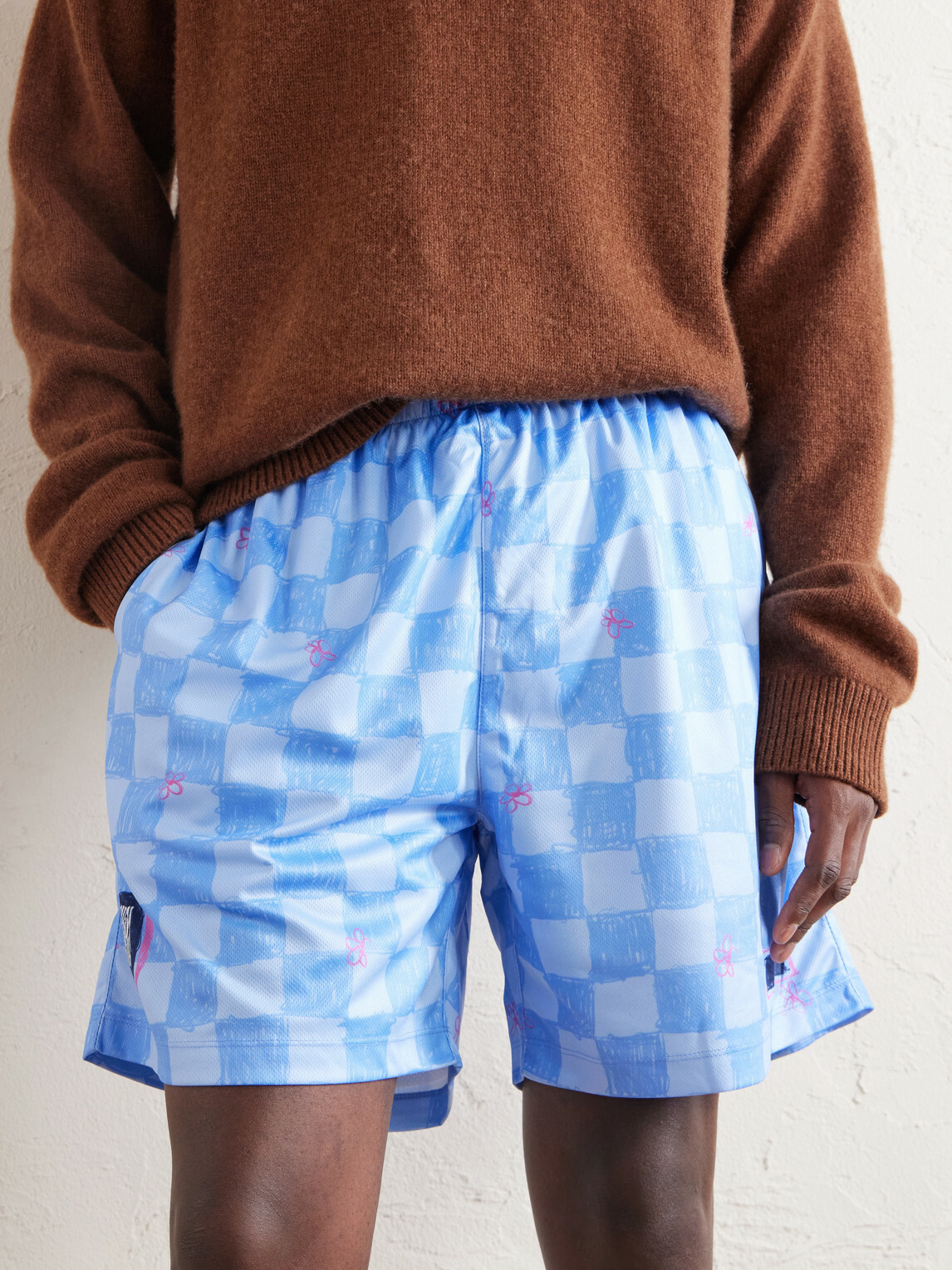 NAHMIAS - Scribble Straight-Leg Printed Jersey Shorts - Blue