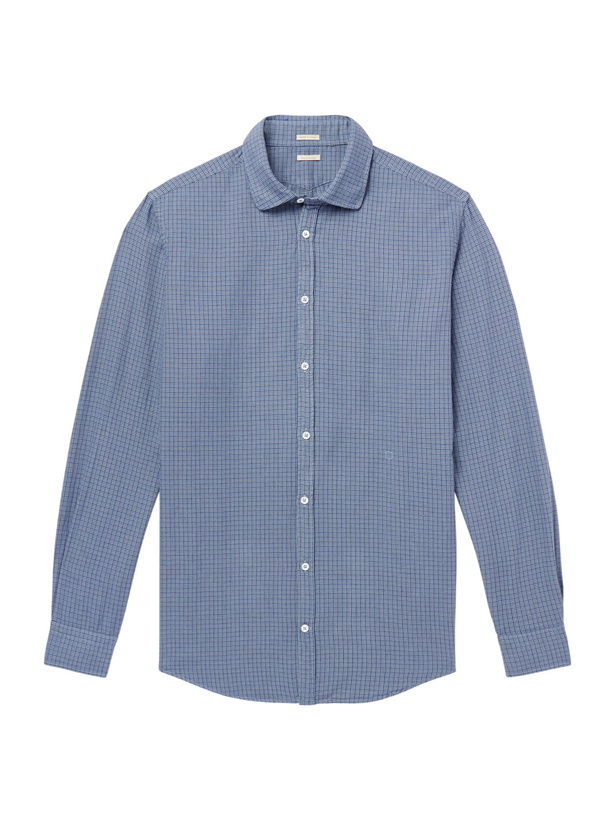 Photo: Massimo Alba - Canary Checked Cotton-Flannel Shirt - Blue
