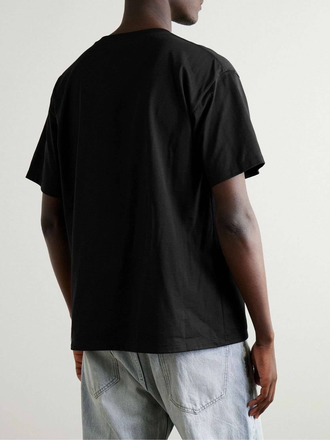 CELINE - Logo-Print Cotton-Jersey T-Shirt - Black