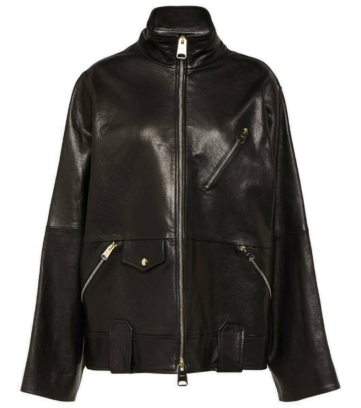 Photo: Khaite Shallin oversized leather jacket