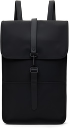 RAINS Black Rubberized Canvas Backpack