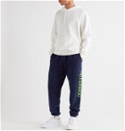 Aries - No Problemo Tapered Acid-Washed Fleece-Back Cotton-Jersey Sweatpants - Blue