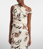 SIR Floral asymmetric linen top
