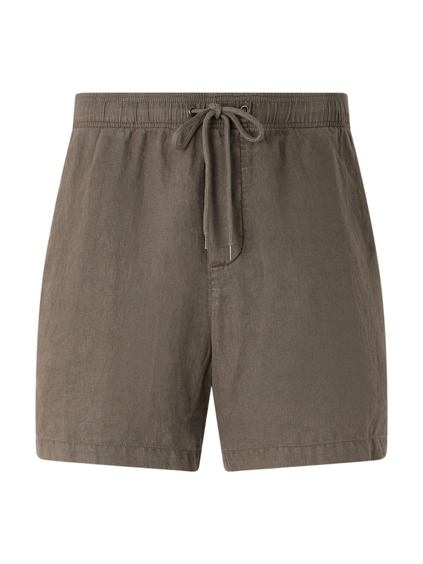 Photo: James Perse - Straight-Leg Garment-Dyed Linen Drawstring Shorts - Green