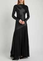 Tove Cordelia Asymmetric Silk Maxi Dress Black