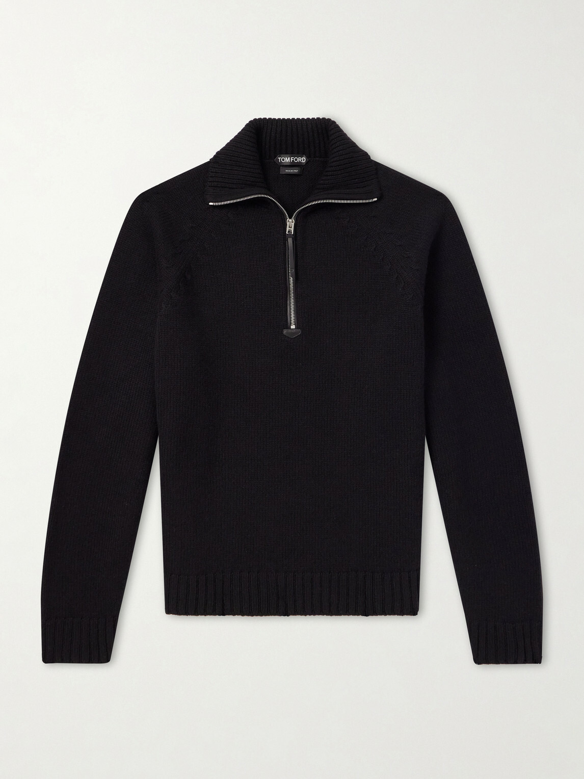 TOM FORD - Wool and Cashmere-Blend Half-Zip Sweater - Black