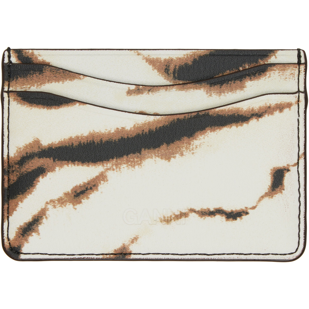 GANNI Off-White & Brown Bou Card Holder