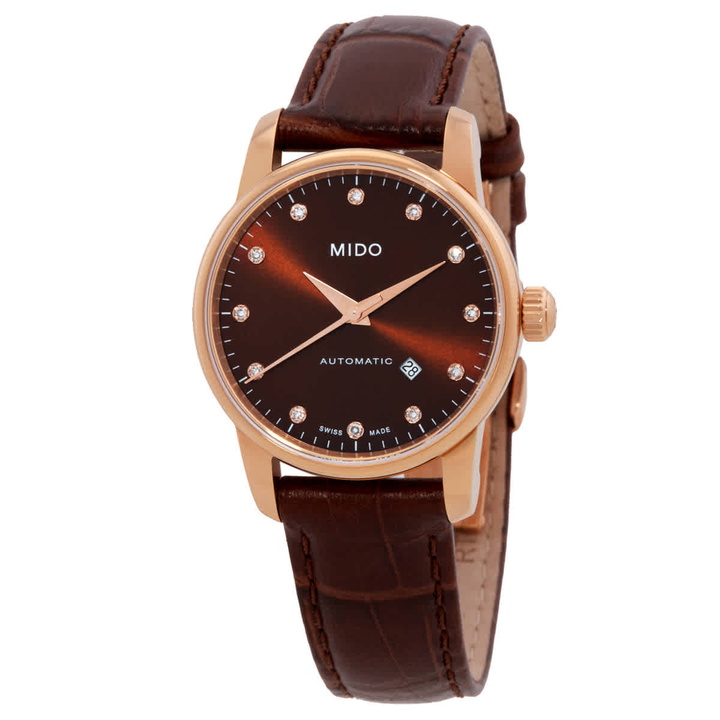 Photo: Mido Baroncelli Automatic Diamond Brown Dial Ladies Watch M76003648