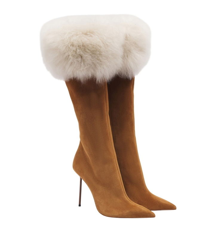 Photo: Paris Texas Lidia suede and shearling knee-high boots
