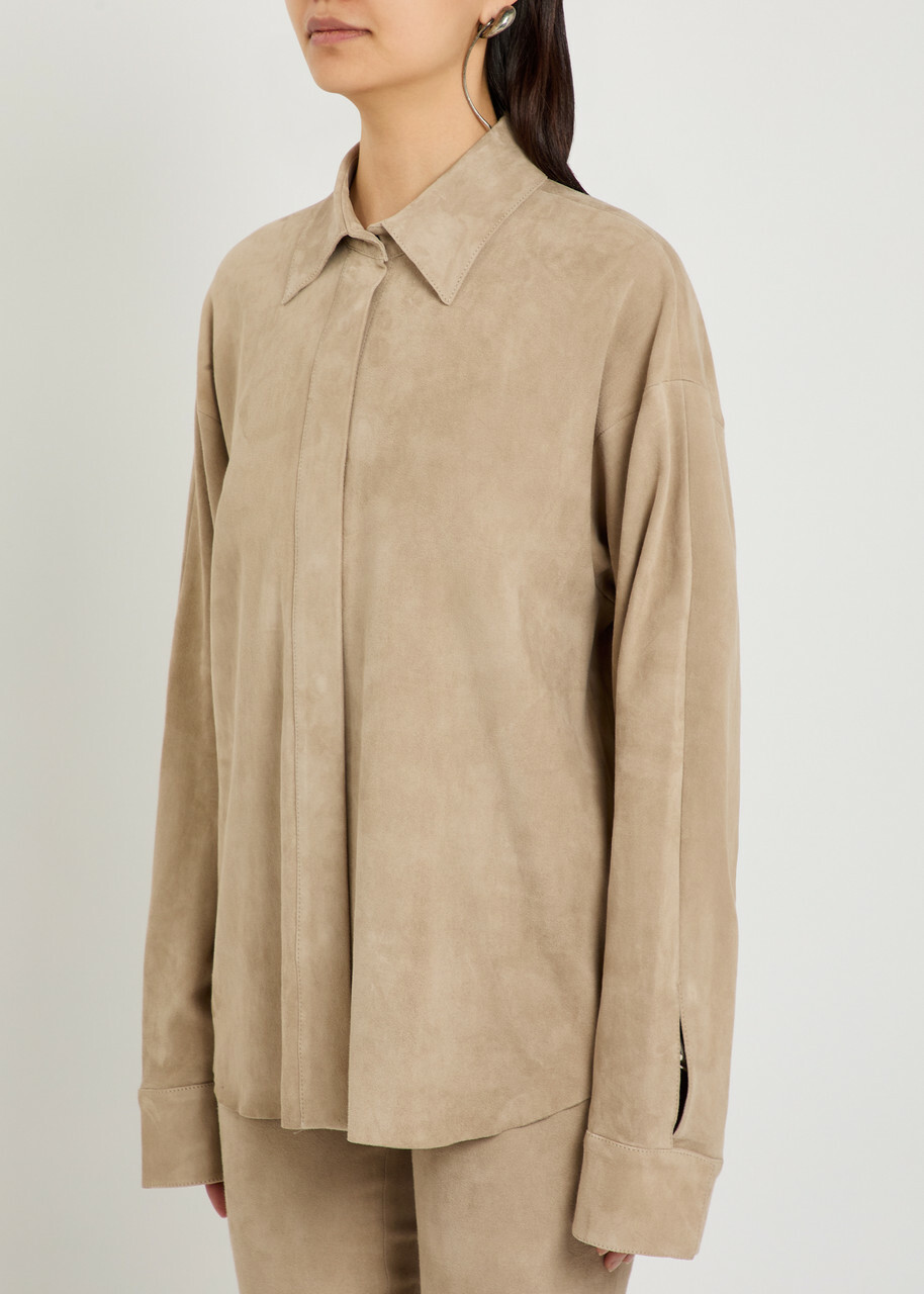 Stouls Simone Oversized Suede Shirt Beige