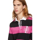 Opening Ceremony Pink and Black Striped Rugby Polo