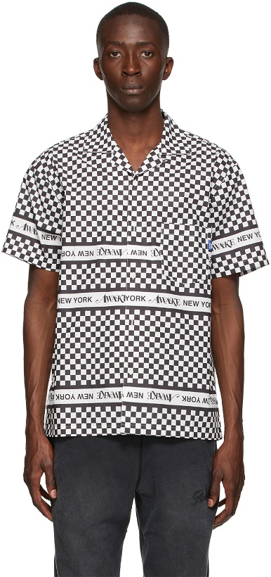 Photo: Awake NY Black & White Checkerboard Logo Short Sleeve Shirt