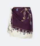 Versace Printed sill twill wrap skirt