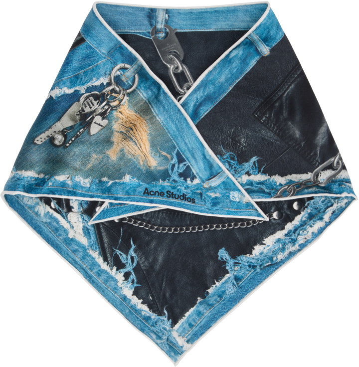 Photo: Acne Studios Black & Blue Printed Silk Scarf