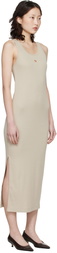 Maison Kitsuné Beige Baby Fox Ribbed Tank Maxi Dress