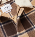 NN07 - Louis Faux Shearling-Trimmed Checked Wool-Blend Jacket - Brown