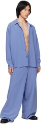 Birrot Blue Spread Collar Shirt