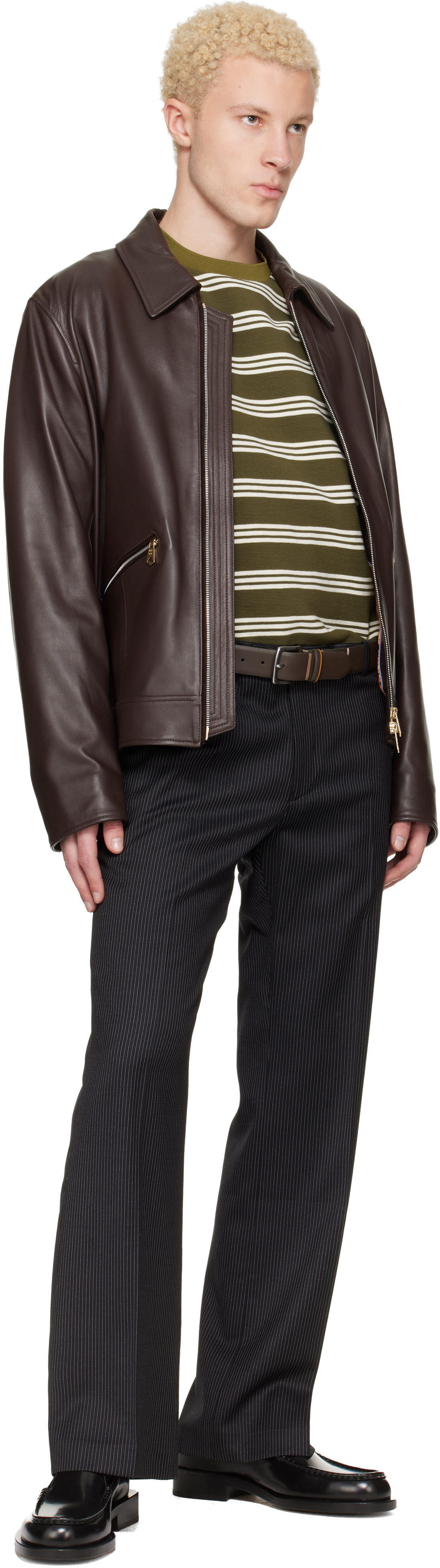 Paul Smith Brown Brushstroke Stripe Belt