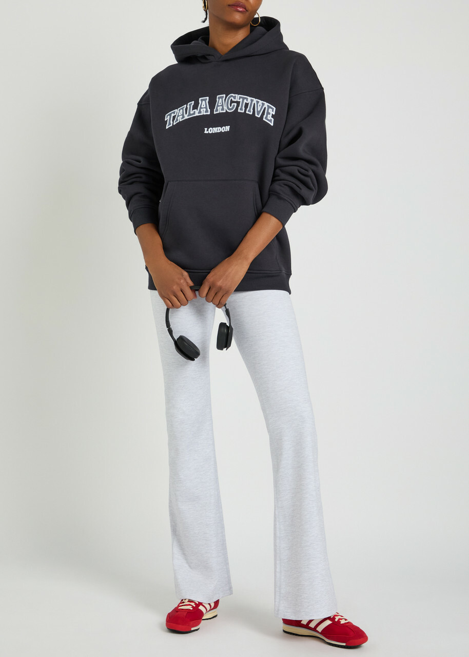 Tala Logo-embroidered Hooded Cotton-blend Sweatshirt Navy